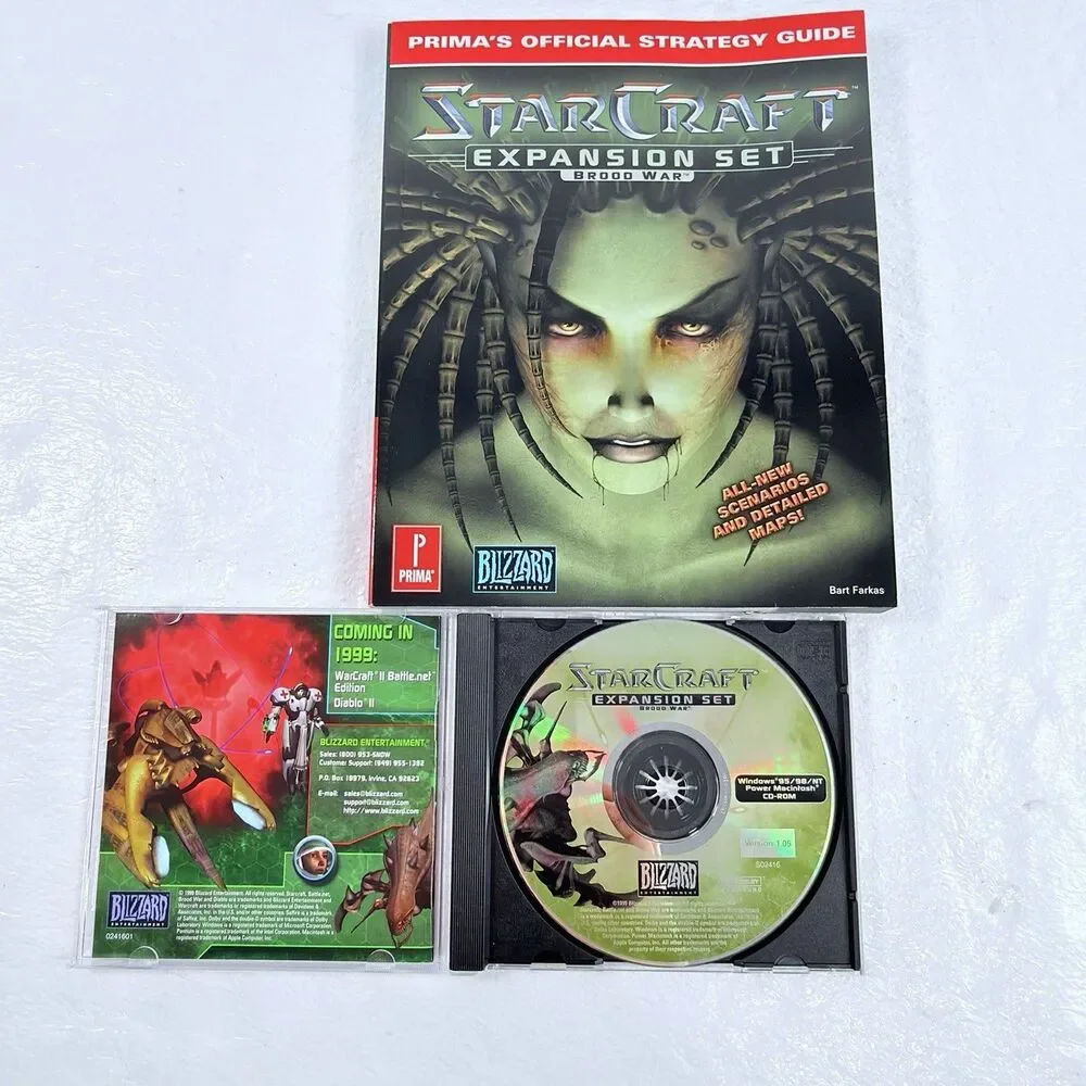 StarCraft Battle Chest PC Big Box Vintage Game With Expansion Brood War Manuals
